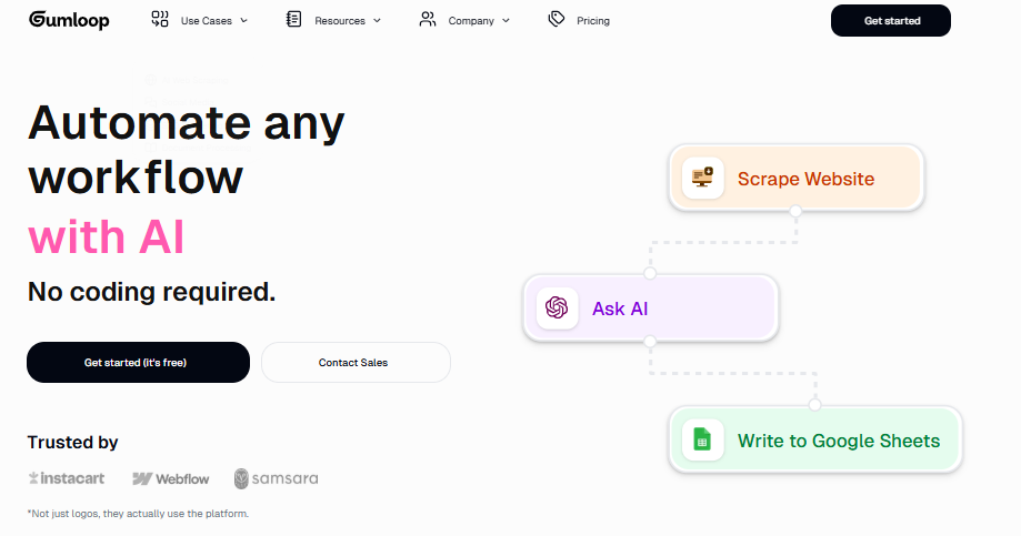 GUMLOOP AI - Automate Any workflow with AI in 2025 with No Coding Required.