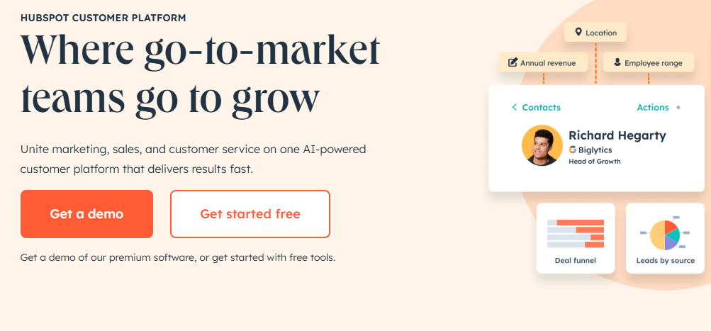 HUBSPOT - best AI marketing tool for marketing, sales and customer service. 